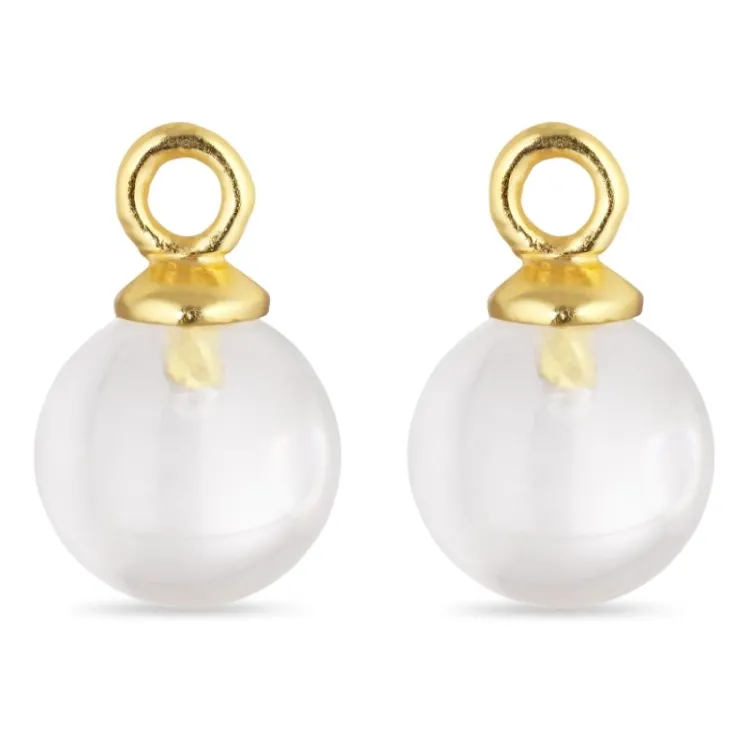 8 mm klar quartz anheng til øredobber i forgylt sølv - Mix & Match