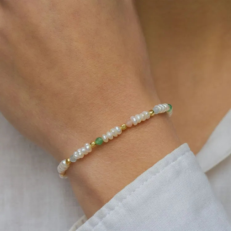stein armbånd i forgylt sølv  x   - Loom Stones