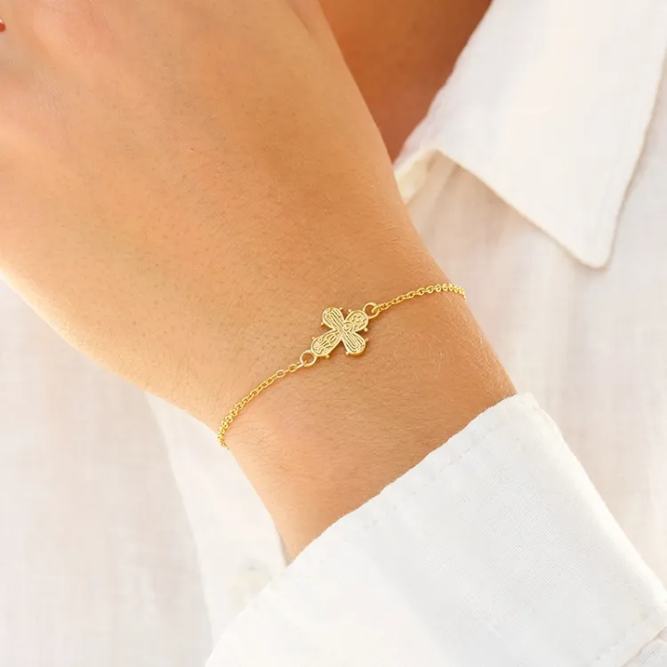 12 x 10,5 mm dagmarkors armbånd i forgylt sølv - Amoré