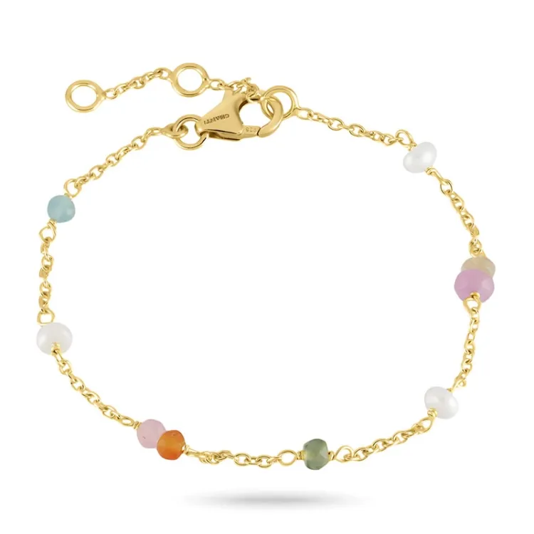multifarget stein armbånd i forgylt sølv 16 + 3 cm x 3,5 mm  - Loom Stones