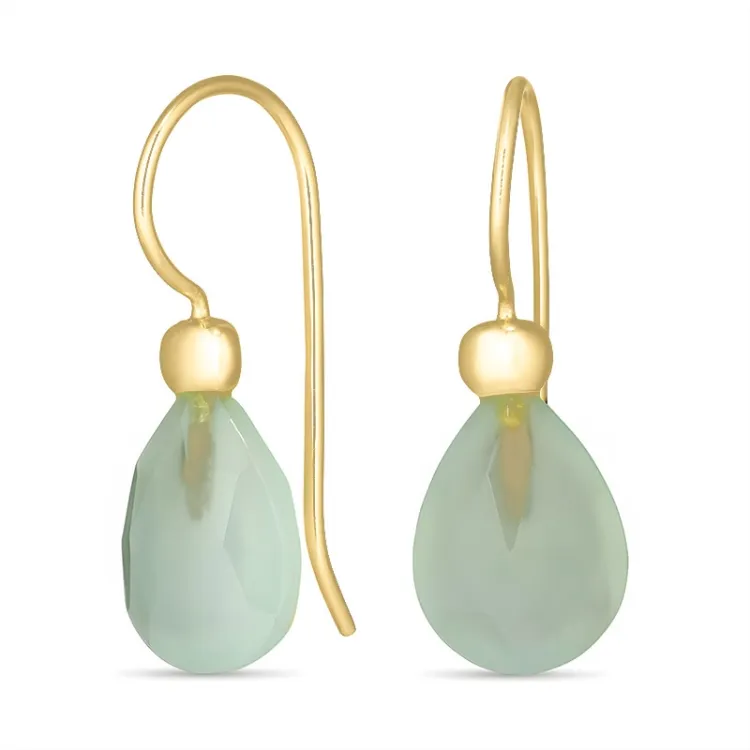 prehnite øredobber i forgylt sølv - Loom Stones