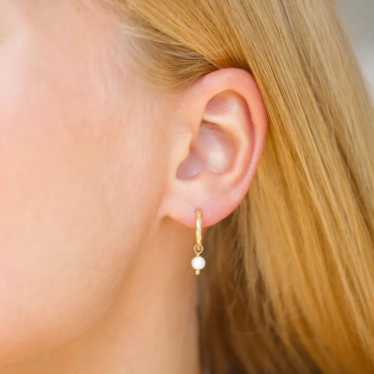 12 mm perle creol i forgylt sølv