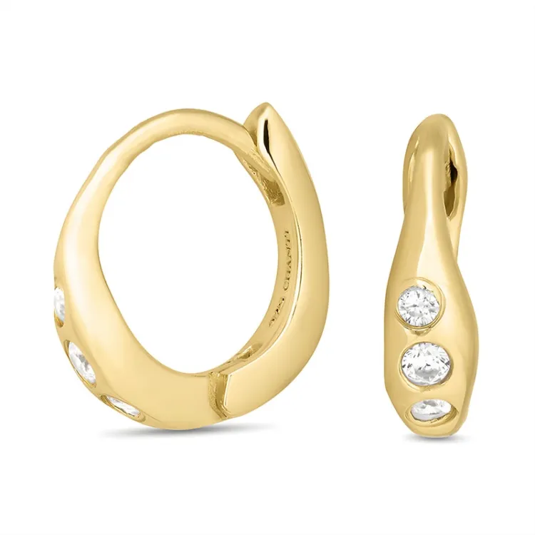 10 mm zirkon creol i forgylt sølv