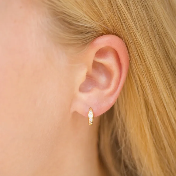 10 mm zirkon creol i forgylt sølv