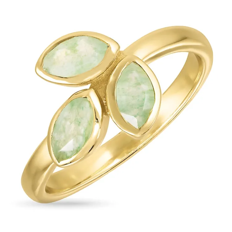 blad aventurin ring i forgylt sølv - Loom Stones