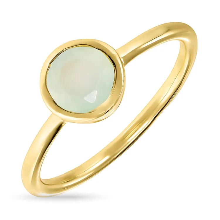 rund prehnite ring i forgylt sølv - Loom Stones