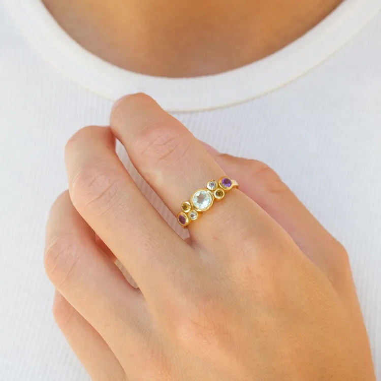 multifarget ring i forgylt sølv - Bubbly Twist