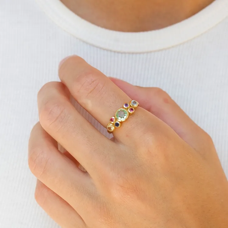 multifarget ring i forgylt sølv - Bubbly Twist