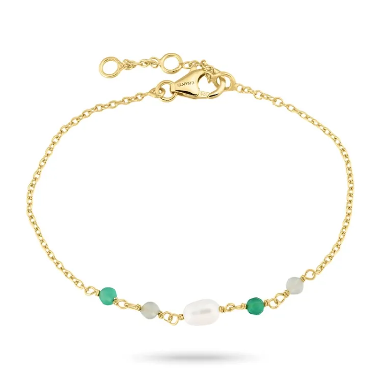 grønn onyks armbånd i forgylt sølv  x 4,4 mm  - Loom Stones