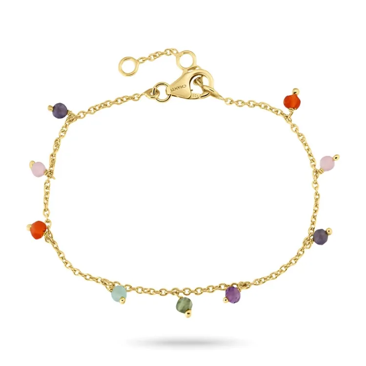 multifarget armbånd i forgylt sølv 16 + 3 cm x 3,3 mm  - Loom Stones