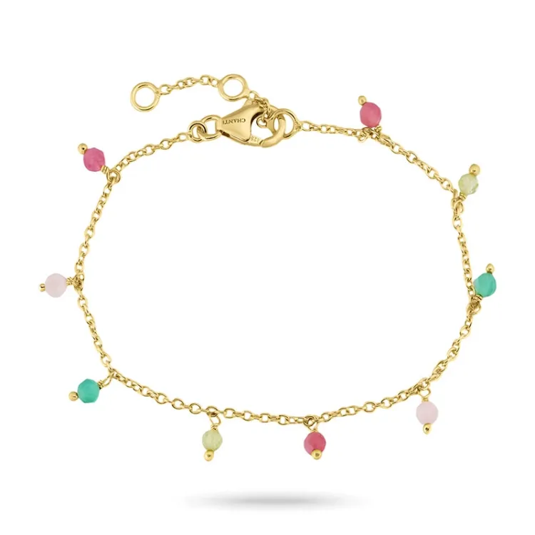 grønn armbånd i forgylt sølv 16 + 3 cm x 3,3 mm  - Loom Stones