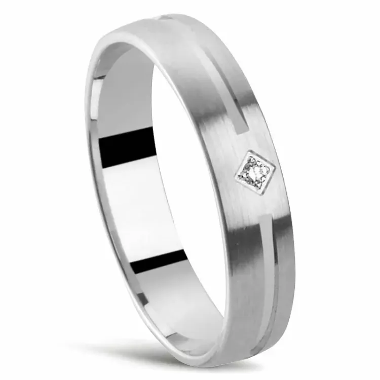 Damering i 14 karat hvitt gull 0,010 ct