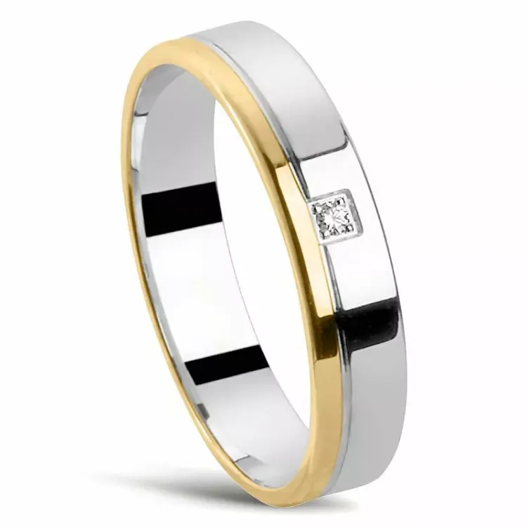 Tofarget giftering i 14 karat gull og hvitt gull 0,010 ct