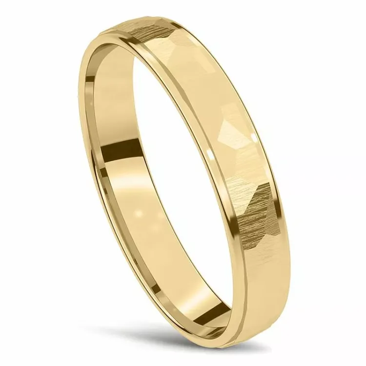 Hamret giftering i 14 karat gull