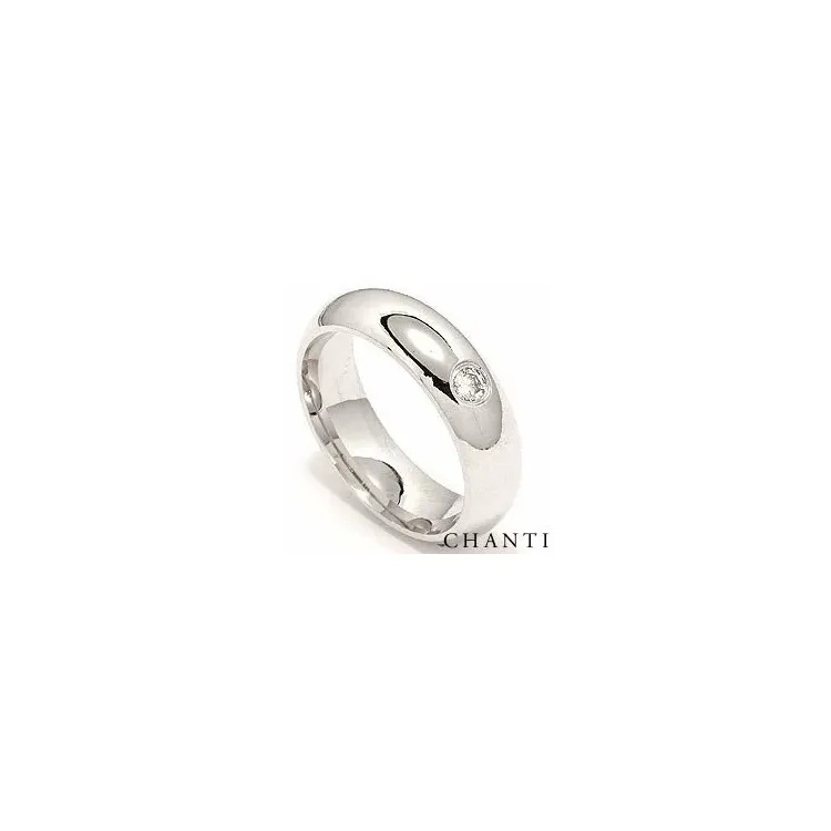 Bred rund briljant giftering i 14 karat hvitt gull 0,10 ct