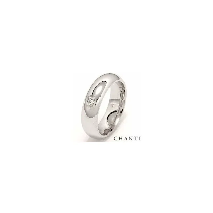 Bred rund briljant giftering i 14 karat hvitt gull 0,10 ct