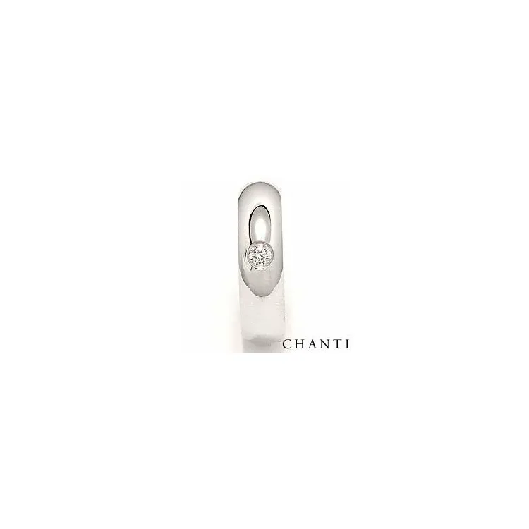Bred rund briljant giftering i 14 karat hvitt gull 0,10 ct