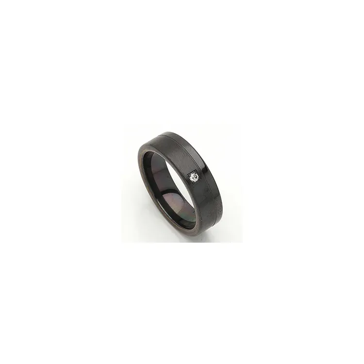 Giftering i svart stål 0,025 ct