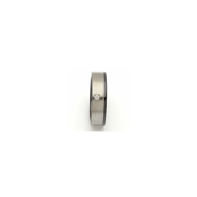 Giftering i svart stål og stål 0,020 ct