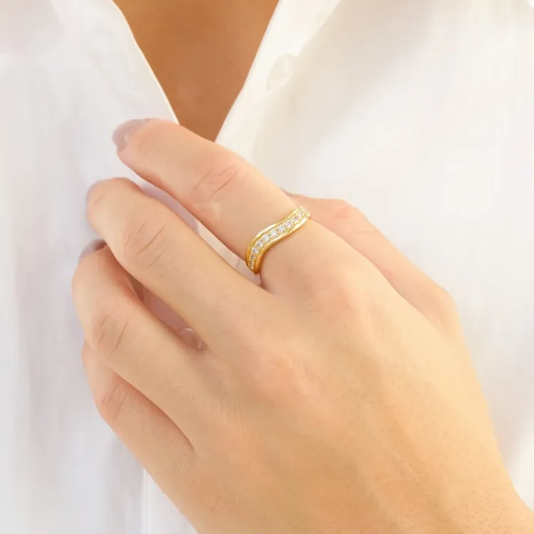 zirkon ring i forgylt messing - Eliné