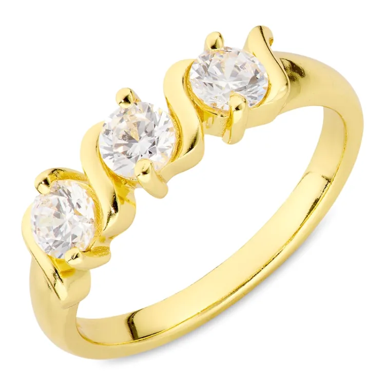 zirkon ring i forgylt messing - Eliné