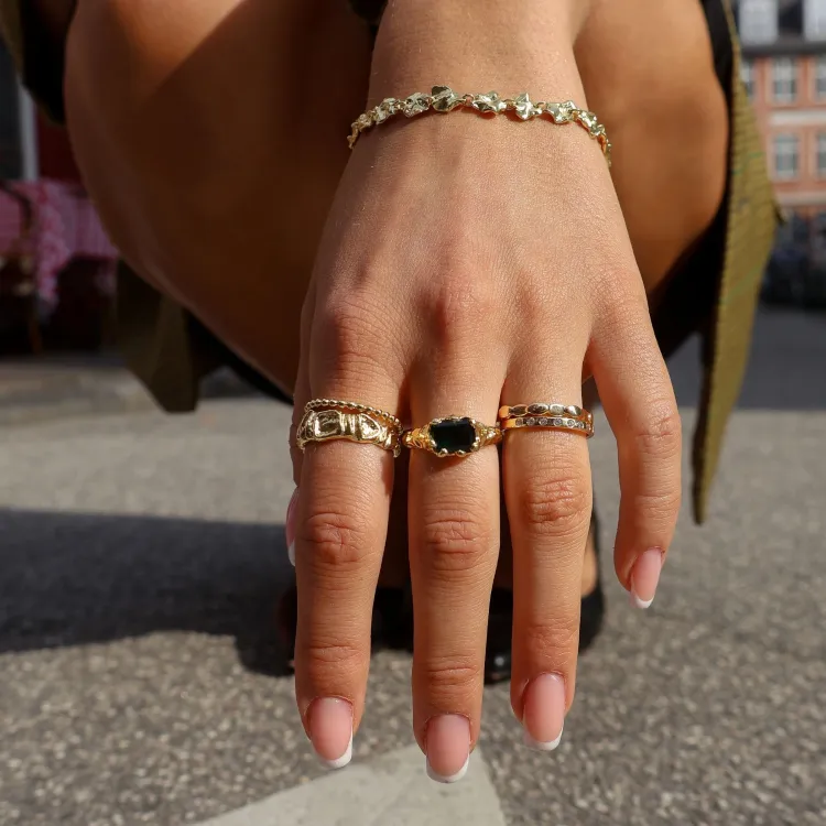 zirkon ring i forgylt messing - Eliné
