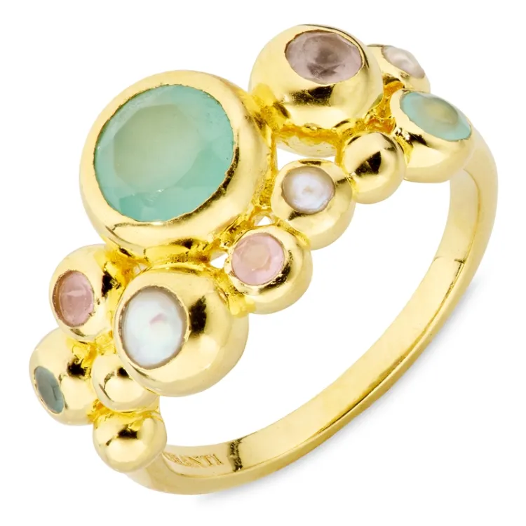 multifarget ring i forgylt messing - Bubbly Twist