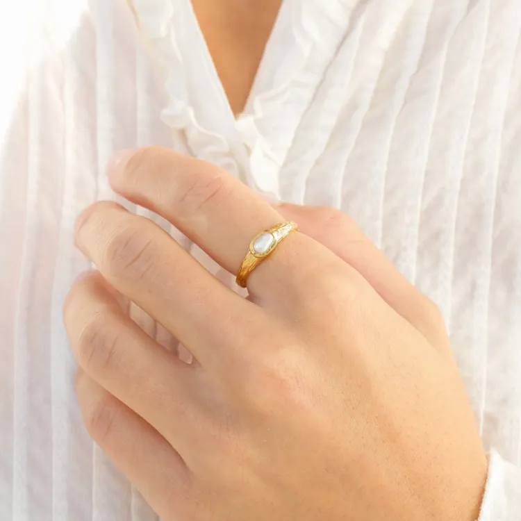 perle ring i forgylt messing - Eliné