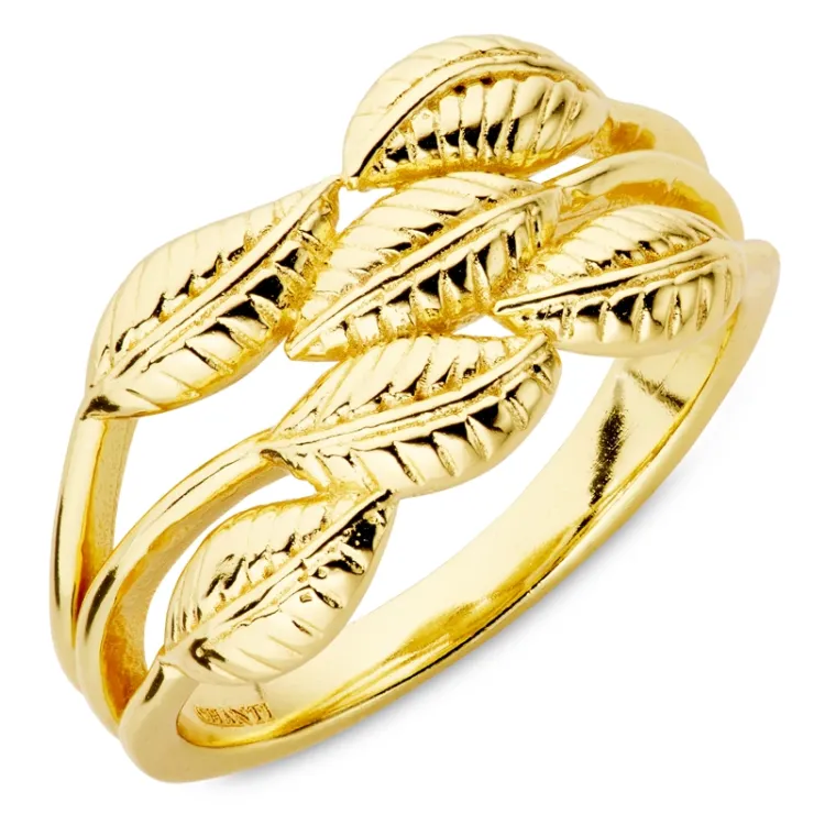 blad ring i forgylt messing - Eliné