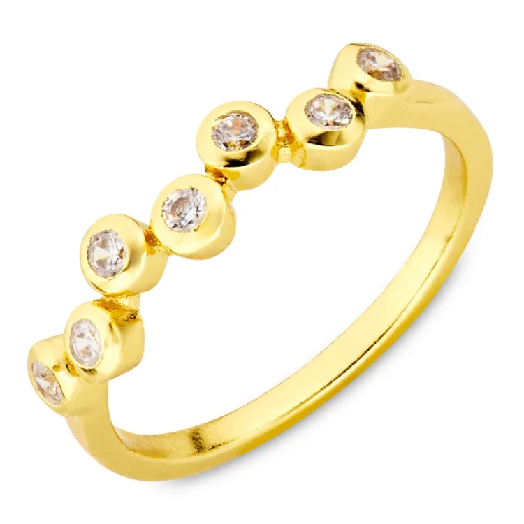 zirkon ring i forgylt messing - Bubbly Sparkle