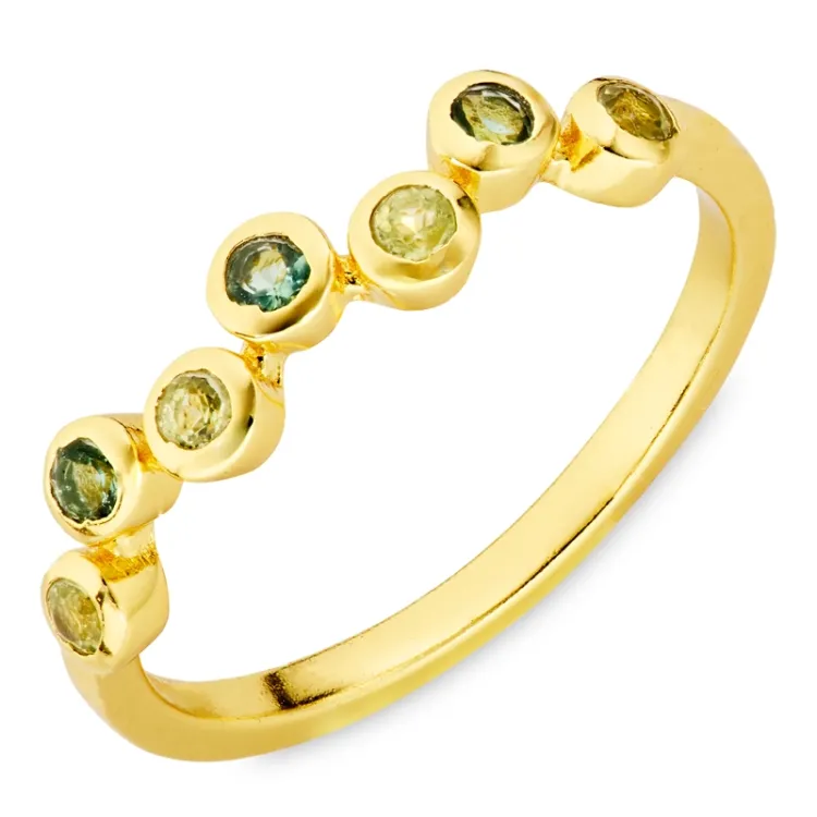 grønn krystall ring i forgylt messing - Bubbly Twist