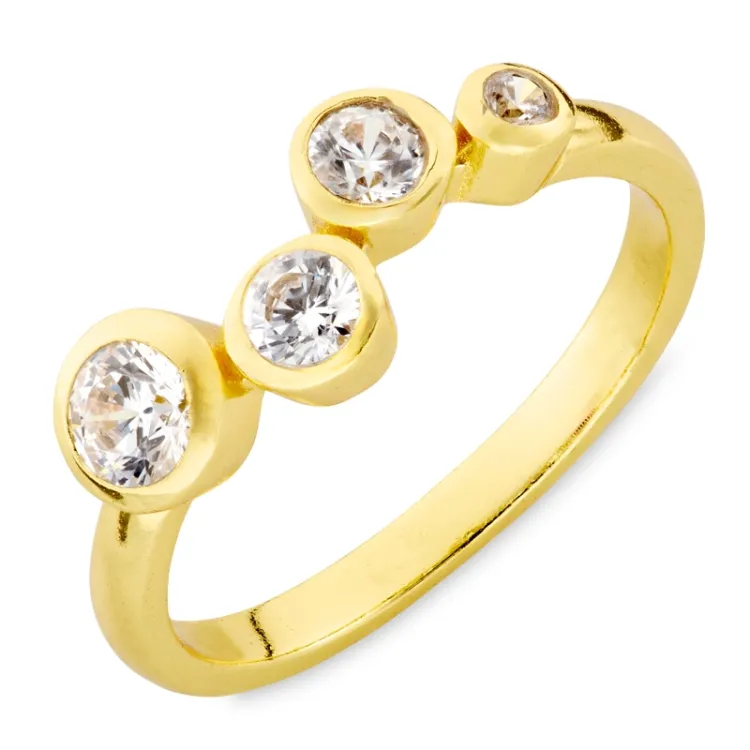 zirkon ring i forgylt messing - Bubbly Sparkle
