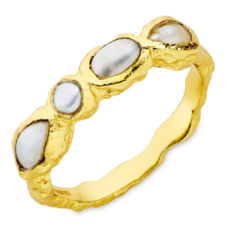 perle ring i forgylt messing - Eliné
