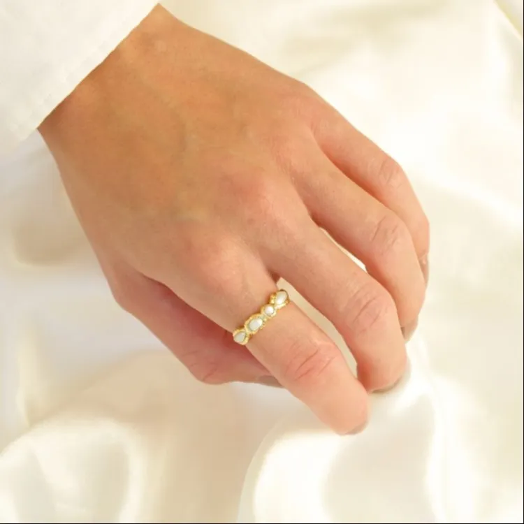 perle ring i forgylt messing - Eliné