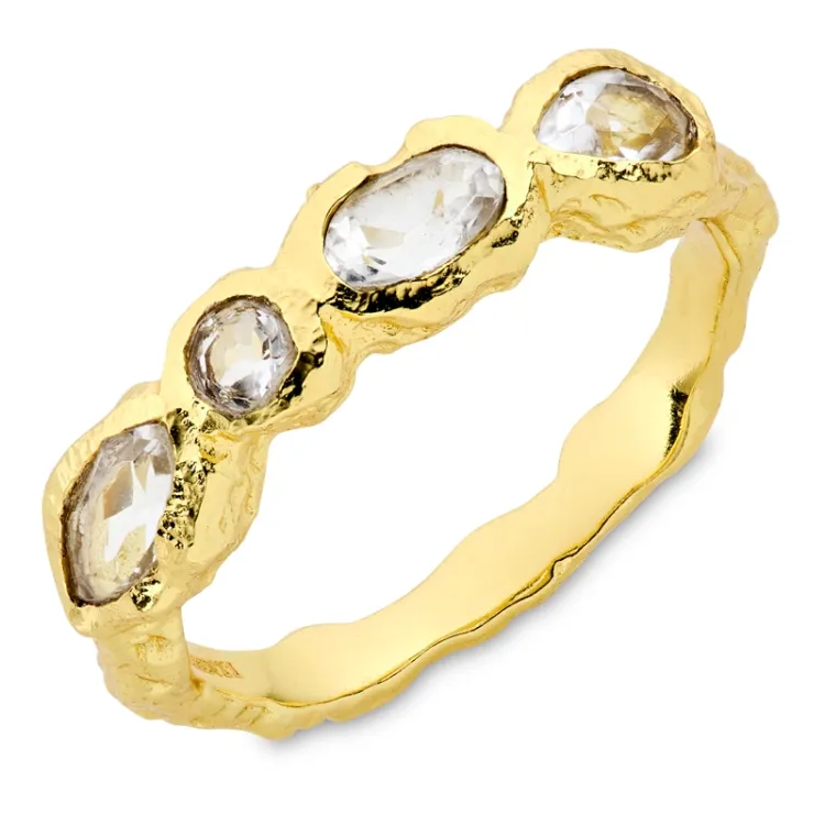 klar quartz ring i forgylt messing - Eliné