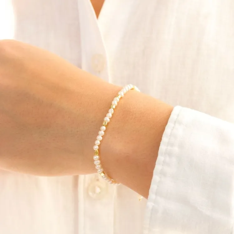 perle armbånd i forgylt messing - Eliné