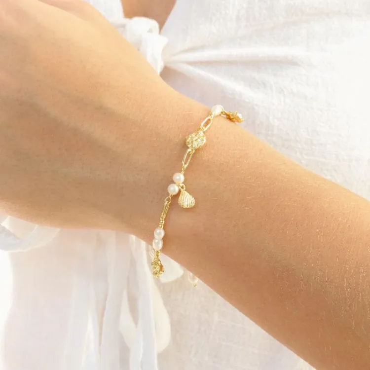 perle armbånd i forgylt messing - Eliné