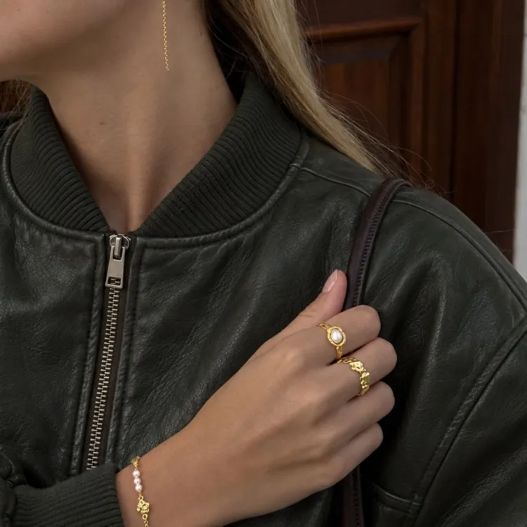 perle armbånd i forgylt messing - Eliné