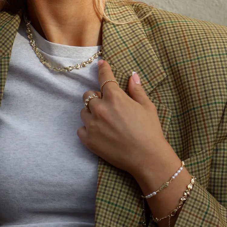 perle armbånd i forgylt messing - Eliné