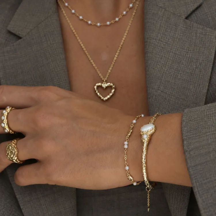 perle armbånd i forgylt messing - Eliné