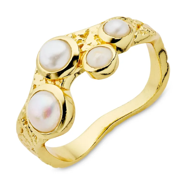 perle ring i forgylt messing - Eliné