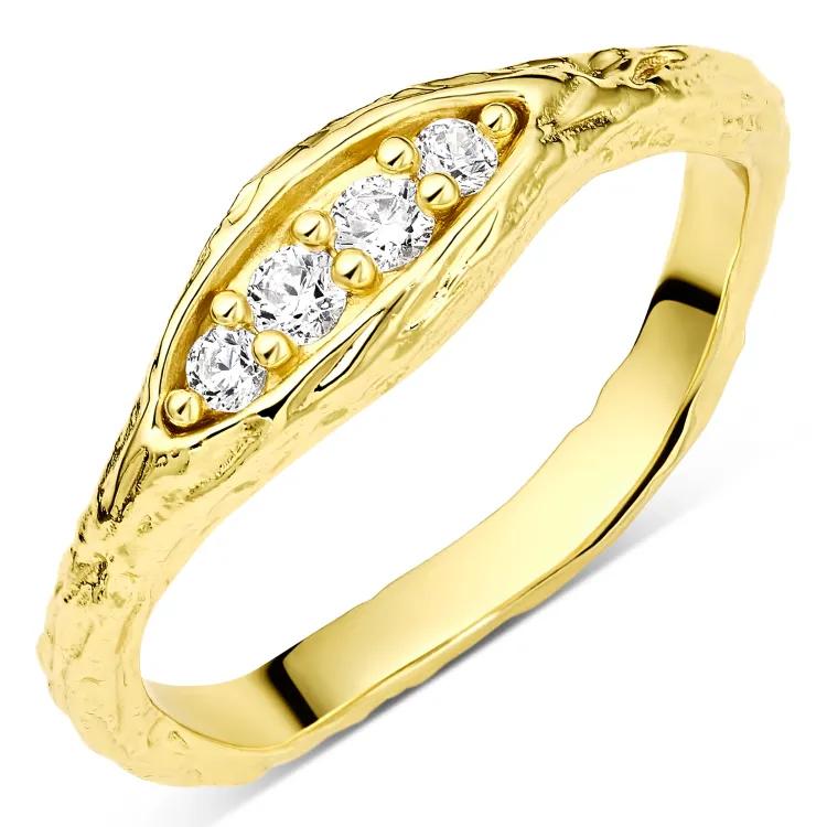 zirkon ring i forgylt messing - Eliné