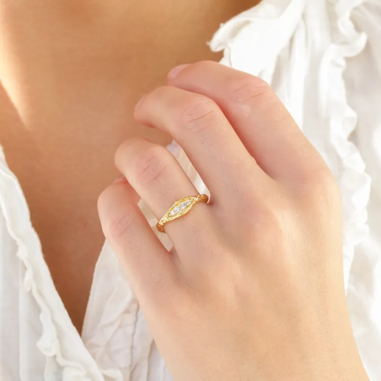 zirkon ring i forgylt messing - Eliné