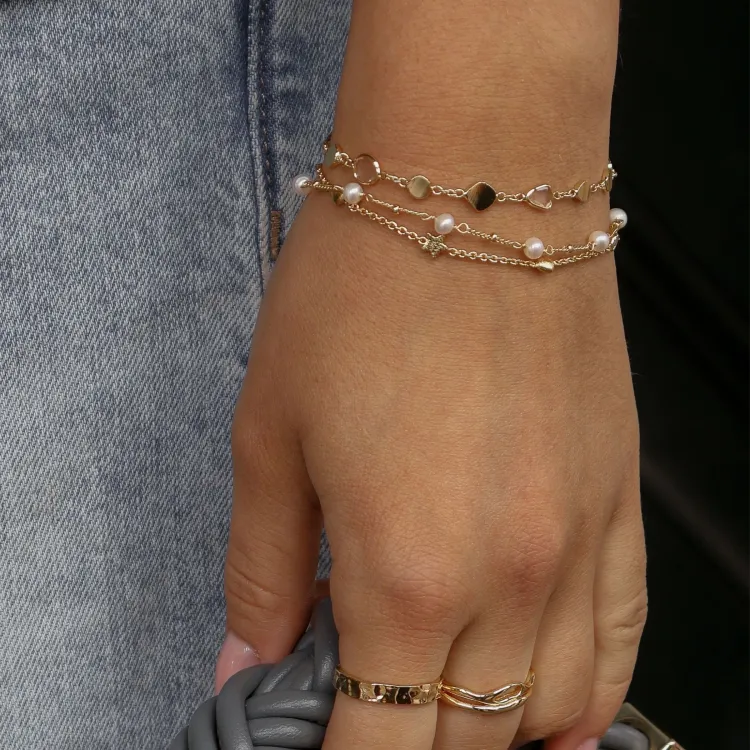 perle armbånd i forgylt messing - Eliné