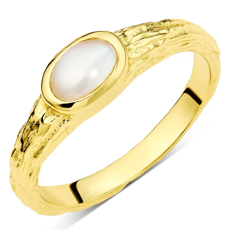 syntetisk perle ring i forgylt messing - Eliné