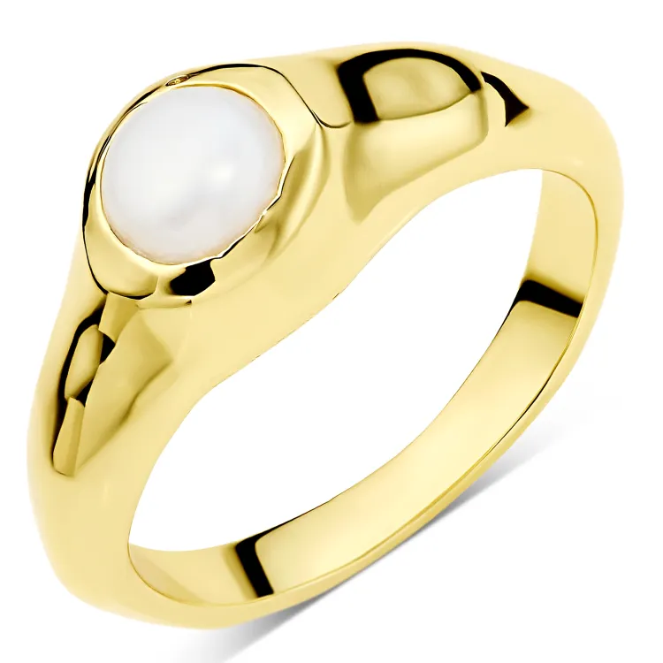 syntetisk perle ring i forgylt messing - Eliné