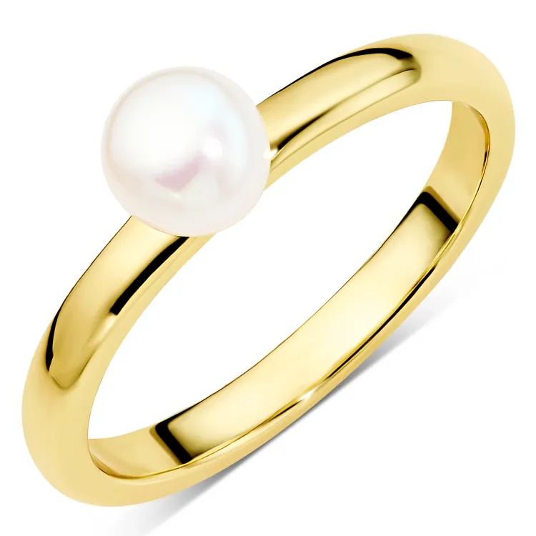 syntetisk perle ring i forgylt messing - Eliné
