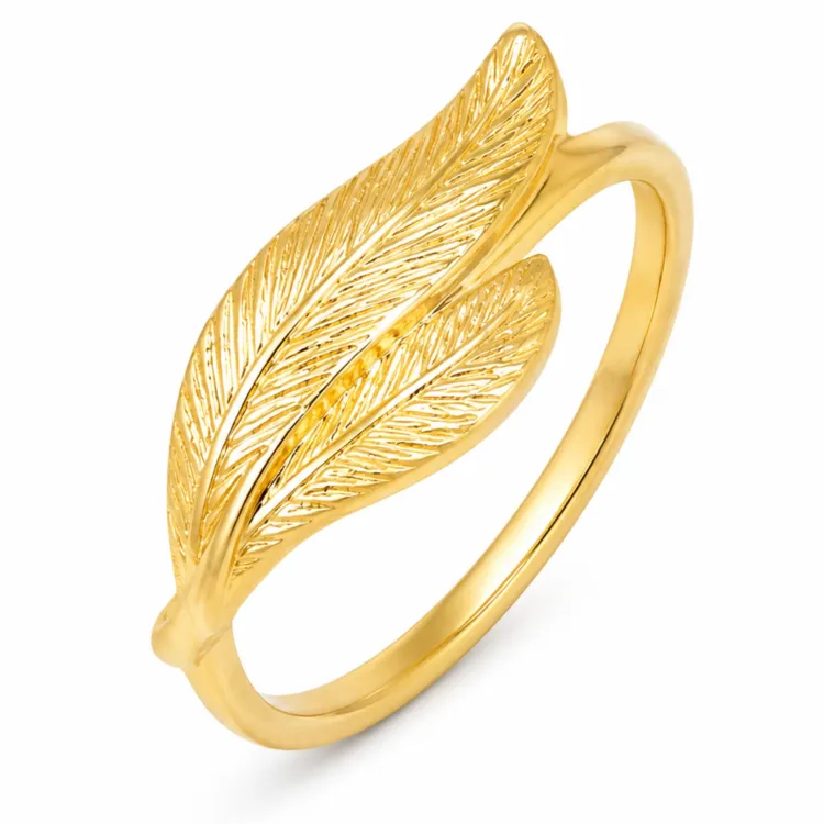 blad ring i forgylt messing - Eliné