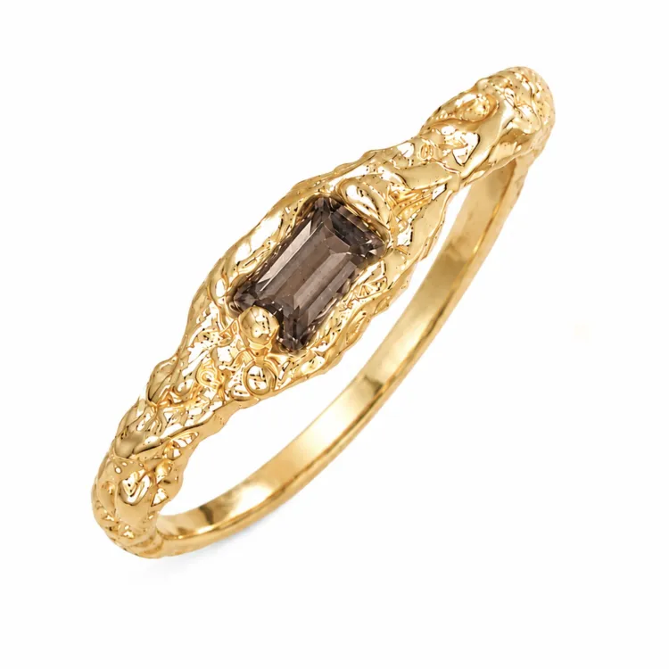 kvarts ring i forgylt messing - Eliné