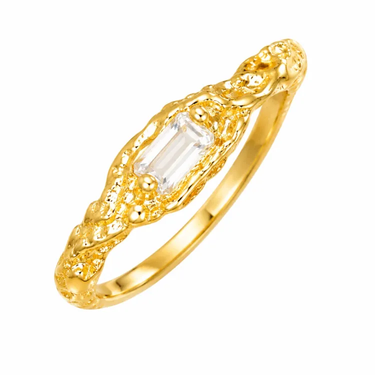 klar quartz ring i forgylt messing - Eliné